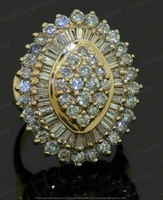 3.00 Ct Round & Baguette Cut Diamond Cluster Cocktail Ring 14K Yellow Gold Over