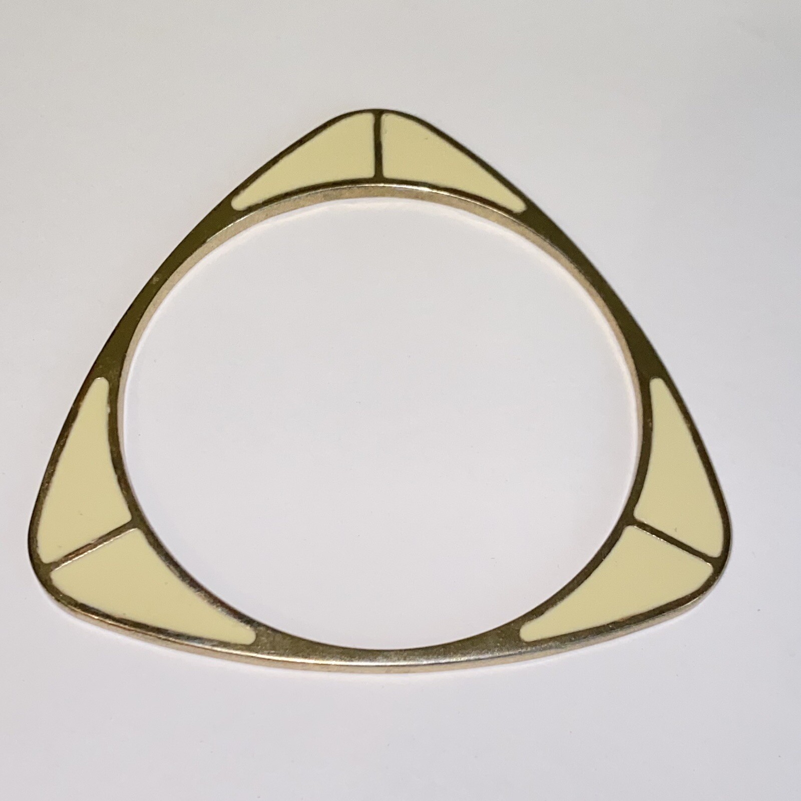 Vintage Triangular Gold Tone Bangle Bracelet with… - image 7