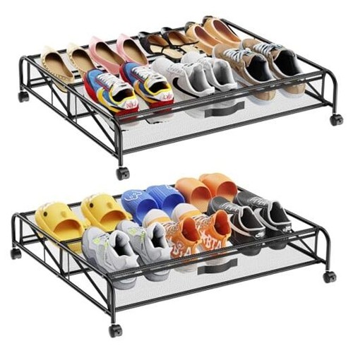 Under Bed Shoe Storage Organizer, 2 Pack Under Bed Storage Containers with