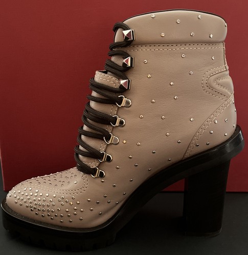 Valentino Garavani Lug Sole Platform Ankle Boots Silver Studded NEW $1875 Size 7 - Picture 5 of 11