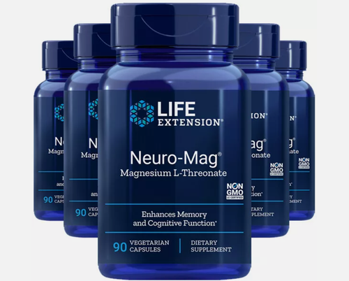 Life Extension Neuro-Mag Magnesium L-Threonate from 2000 mg Magtein - 5 bottles