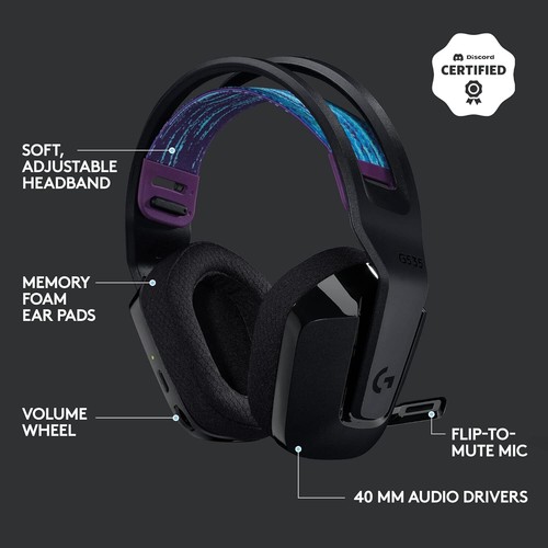 Logitech G535 Lightspeed Kabelloses Gaming-Headset, USB Wiederaufladbar - Schwarz - Bild 6 von 8