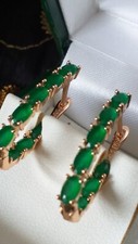 Vintage 1990-s 14 Ct Rolled Gold Emerald Earrings-Hallmarked 585 RG