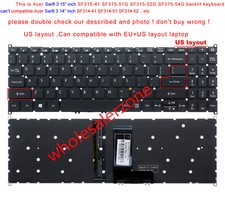 For Acer Swift 3 15"inch SF315-41G SF315-51 SF315-52G SF315-54G Keyboard backlit