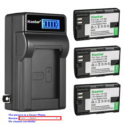 Kastar Battery LCD Wall Charger for Canon LP-E6 E6N LC-E6 Canon EOS 5DS R Camera