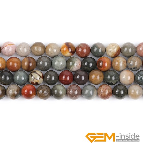 Natural Polychrome Jasper Gemstone Round Loose Beads For Jewelry Making 15" AU - Foto 15 di 38