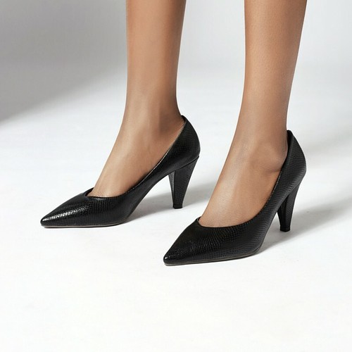 Zapatos de salón formales de vestir para mujer con tacón de gatito punta puntiaguda poco profundos sin cordones 6 colores - Imagen 8 de 18