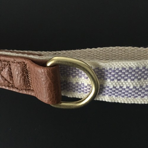 Top Paw Faux Leather And Linen Blend Leash 4’ Lavender White Stripe 4 Ft Comfort - Picture 4 of 5