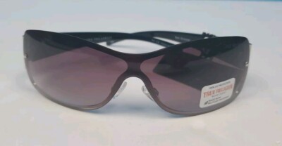 NWT TRUE RELIGION Womens Silver Frame Black Lens Wrap Sunglasses TR8454C