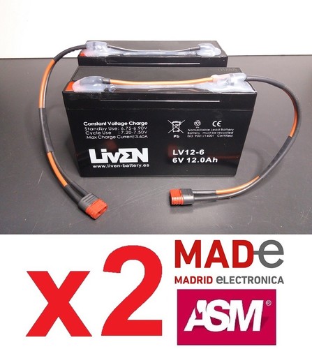 2 X Baterías de plomo AGM -6V 12Ah + conector TDEAN (barco cebador CarpioHybrid) - Imagen 6 de 8