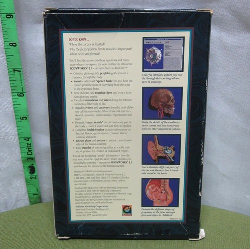 BODYWORKS 3.0 software CD-Rom & box Adventure in Anatomy 1994 lesson plans quiz - Picture 2 of 2