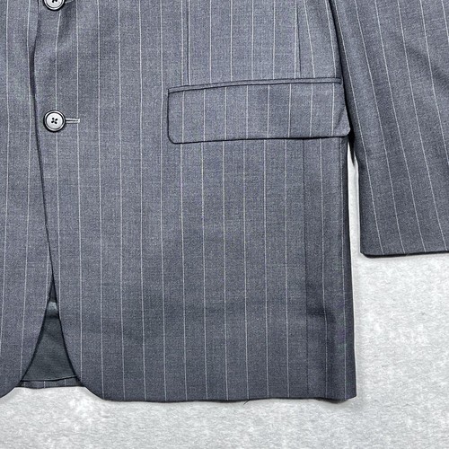 Burberry London Blazer 40L Black Pinstripe Kensington 100% Wool Suit Two Buttons - Picture 6 of 14
