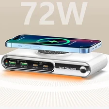 4 Ports Multi USB Type C PD 45W QC3.0 Fast Charger Station Wireless Charging