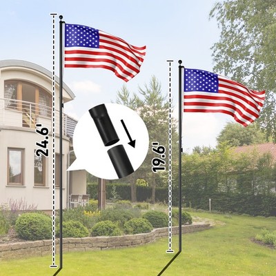 Flag Pole Kit for Outside House in Ground 20FT Sectional Al Extra Thick Flagpole