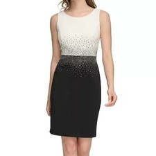Calvin Klein Bling Colorblock Sleeveless Round Neck Dress Womens Size 6 NWT