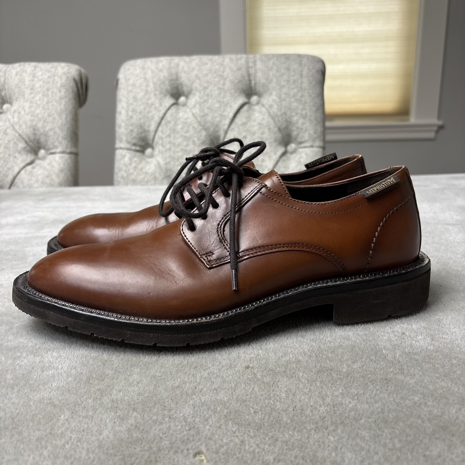 SAOLA Scarpe Mephisto uomo taglia 7 5 marrone derby stringate comode pelle made Portugal