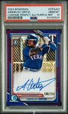 2024 Bowman Chrome Abimelec Ortiz Purple Auto Refractor /250 PSA 10 Nationals