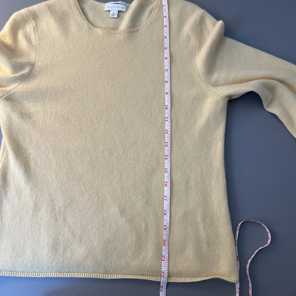 Suéter de cachemir para mujer talla L Charter Club amarillo 2 capas Foto 4 de 4