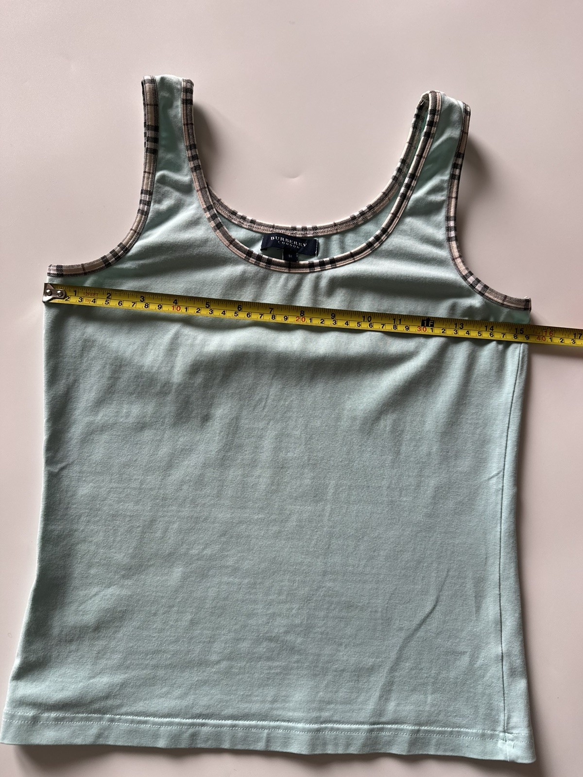 Burberry London Trim Tank Top Vintage Blue Sleeveless Shirt S image 9