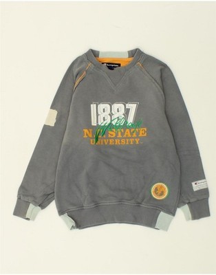 Champion Jungen Grafik Sweatshirt Pullover 7-8 Jahre Small grau Baumwolle AL12