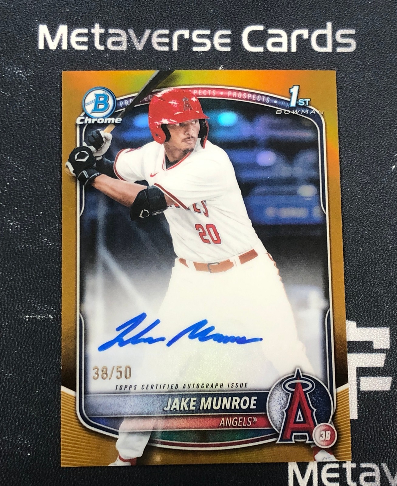 2025 Bowman Draft Chrome Jake Munroe 1st Prospects Auto Gold 38/50 Angels