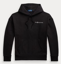 NWT Polo Ralph Lauren BLACK Big Pony Chest Logo Fleece Hoodie Sweatshirt