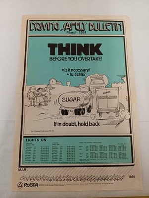 Vintage Poster Driving Safety Bulletin Classic Car Automobilia 