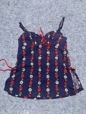 Adorable 50s blue red and white floral cotton Bathingsuit cottagecore beach