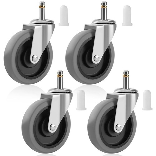 4 Inches Stem Caster Wheels, 7/16-Inch Stem Diameter Swivel Casters Set of 4 ...