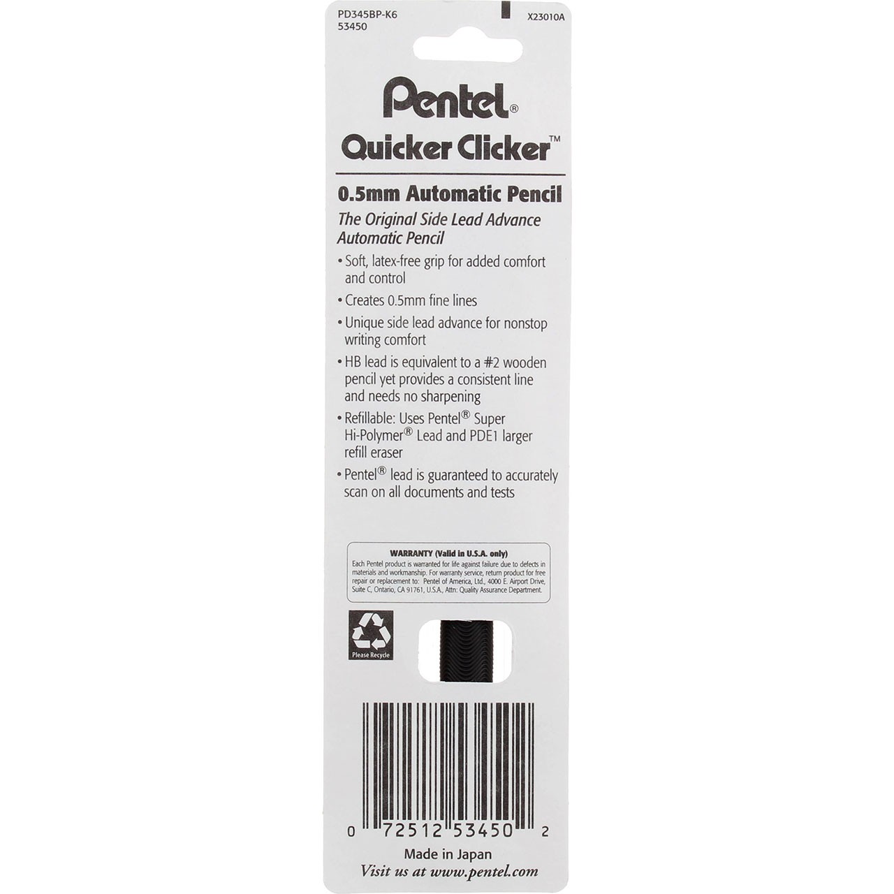 Pentel Quicker Clicker Automatic Pencil Fine 0.5 oz