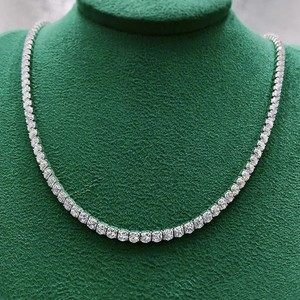 Authentic 20CT Round Cut Lab Created Diamond Women's Tennis Necklace 14k White Gold Plated