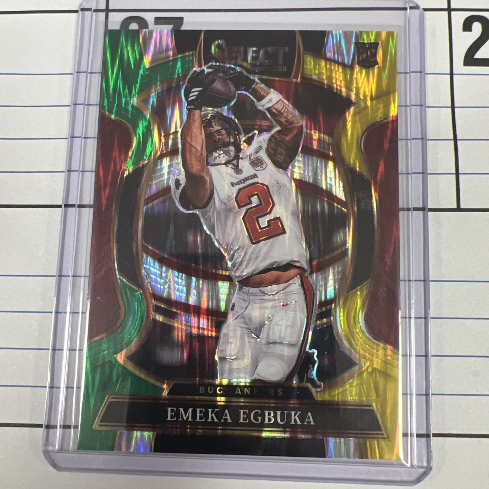 2025 Panini Select - Concourse Green & Yellow Prizm Shock #37 Emeka Egbuka (RC)