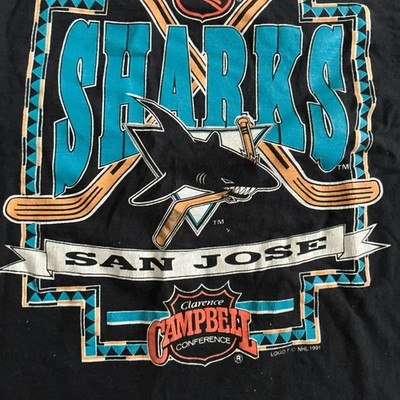 Vintage San Jose Sharks NHL Campbell Conference T Shirt Men's Size