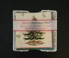 Spode Christmas Tree Beverage Paper Napkins In Caddty New Sealed