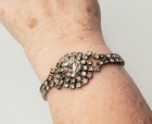 Vintage Rhinestone Bracelet Silver Two Strand Large Central Stone Prong Set  — photo 4