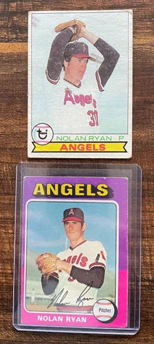 Nolan Ryan Vintage Card Lot – 1975 Topps #500 & 1979 Topps #115 Angels HOF Pitch