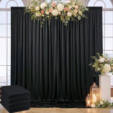 20ft x 10ft Wrinkle Free Black Backdrop Curtain for Parties Weddings, 4 Panel