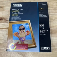 Genuine Epson Photo Paper Glossy White 8.5 x 11" for Inkjet S041271 (100/PK) New