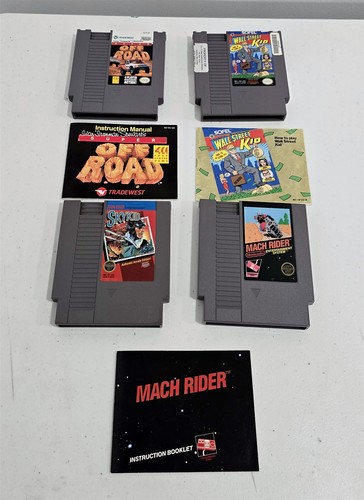 A-632 VINTAGE NINTENDO NES OFF ROAD MACH RIDER WALL STREET KID SKYKID