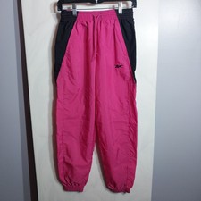 Reebok Women  s Track Pants Small Pink Black Elastic Waist Jogger Windbreaker