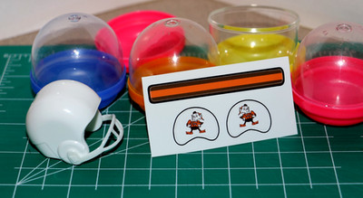 Old *Elf-2* Cleveland Browns Vending Machine Decals and Football Gumball Helmets