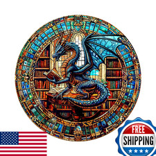 Wooden Puzzles for Adults - The Dragon's Library Wooden Jigsaw Puzzle, Unique An