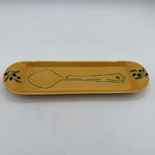 Vintage REVOL Porcelain LA PROVENCE  SPOON REST EMBOSSED IN OLIVES Yellow