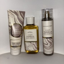 NEW Lot Of 3 - Bath  Body Works COZY VANILLA BOURBON Cream, Mist, Body Wash