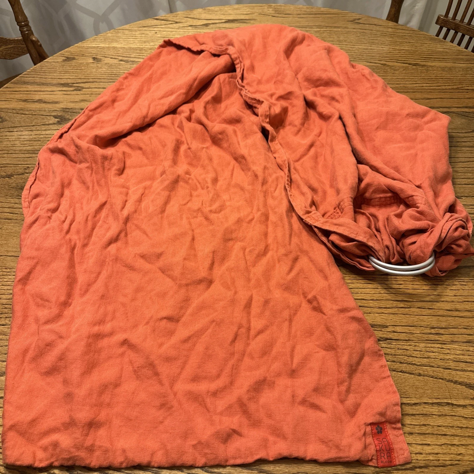 Sakura Bloom Ring Sling Beautiful Burnt Orange 100% Linen Baby Spice Orange