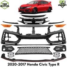 Front Bumper Cover Primed Plastic Fog Lights For 2017-2021 Honda Civic Type R Front Bumper Cover Primed Plastic Fog Lights For 2017-2021 Honda Civic Type R