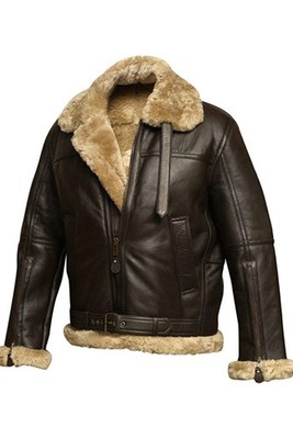 RAF Aviator B3 Bomber Jacket Men Real Sheepskin Leather Flying Pilot Jacket Coat