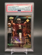 2014 Topps Prime Drew Brees Black Jersey Silver Rainbow Auto /5 PSA 8 with DNA