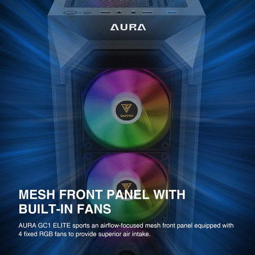 ATX Mid Tower Gaming Computer PC Case Tempered Glass, Built-in 4X 120mm ARGB ... - Picture 3 of 12