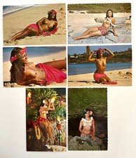 6 Dif. Native HAWAIIAN WOMEN - ca1960s Original HAWAII Pin-up Postcards